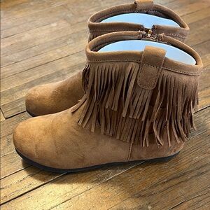 Brown Fringe Kids Boots